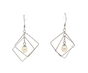 Pearls & Square Shape Earrings