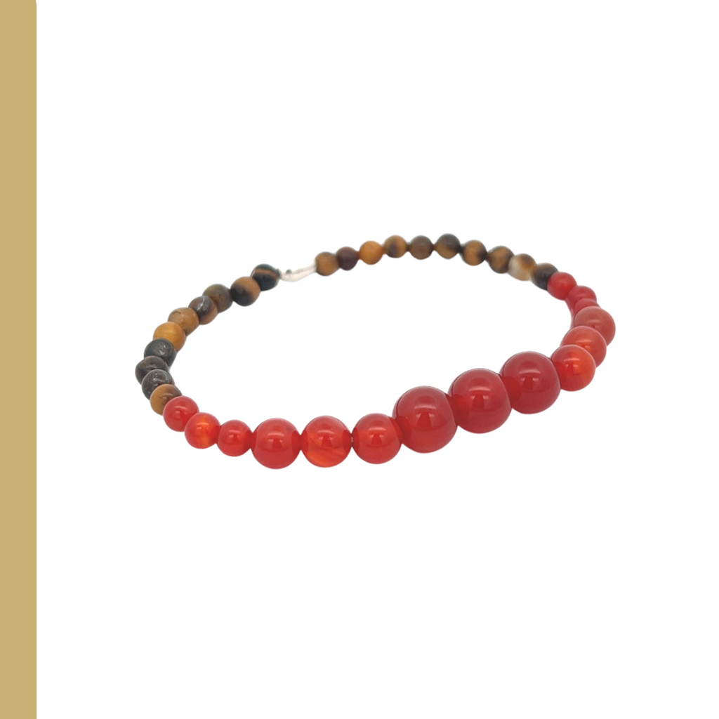 Tiger Eye, Carnelian, and Sterling Bracelet