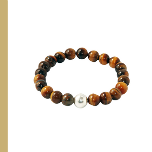 Tiger Eye and Sterling Bracelet