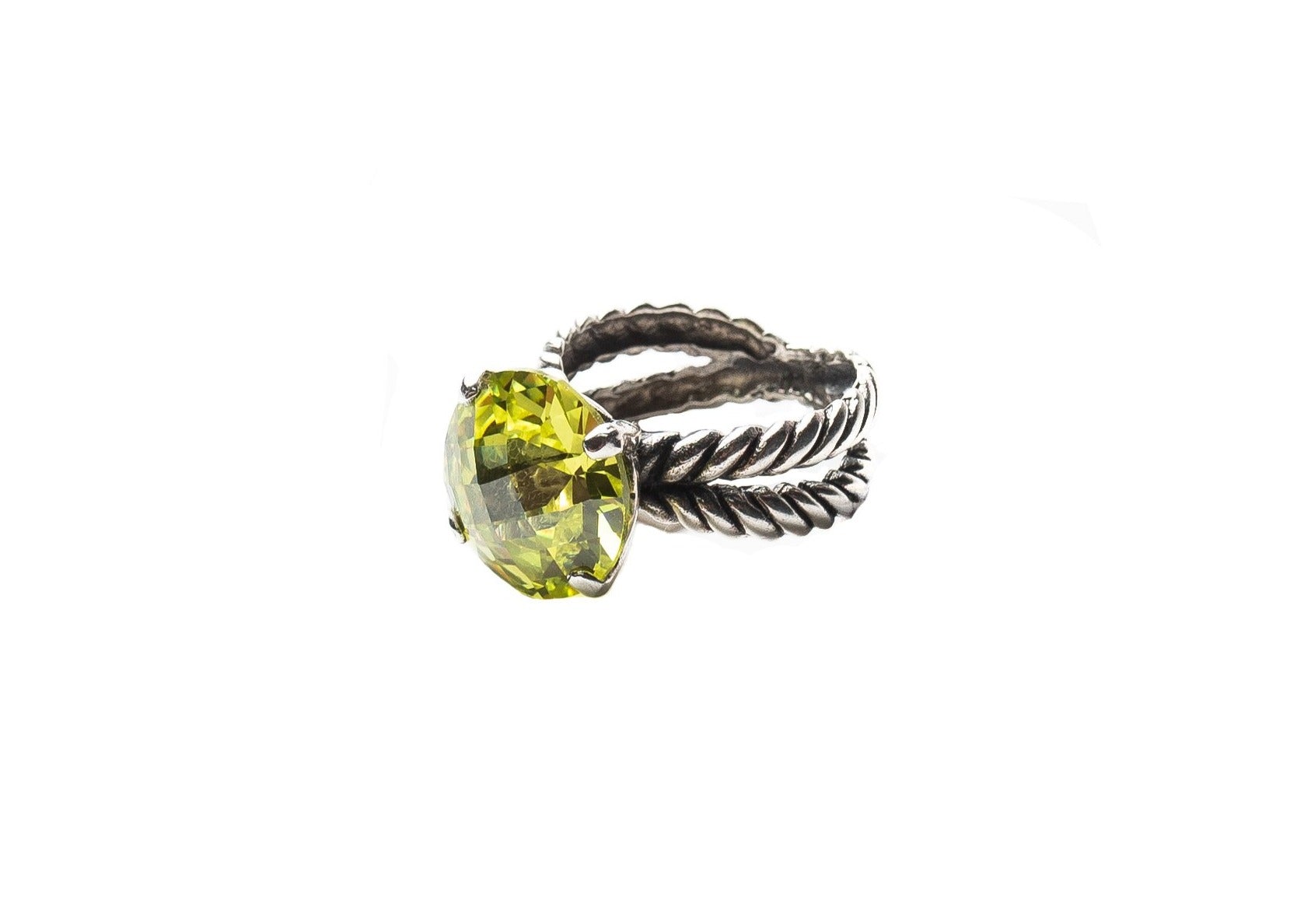 Cross Rope CZ Ring